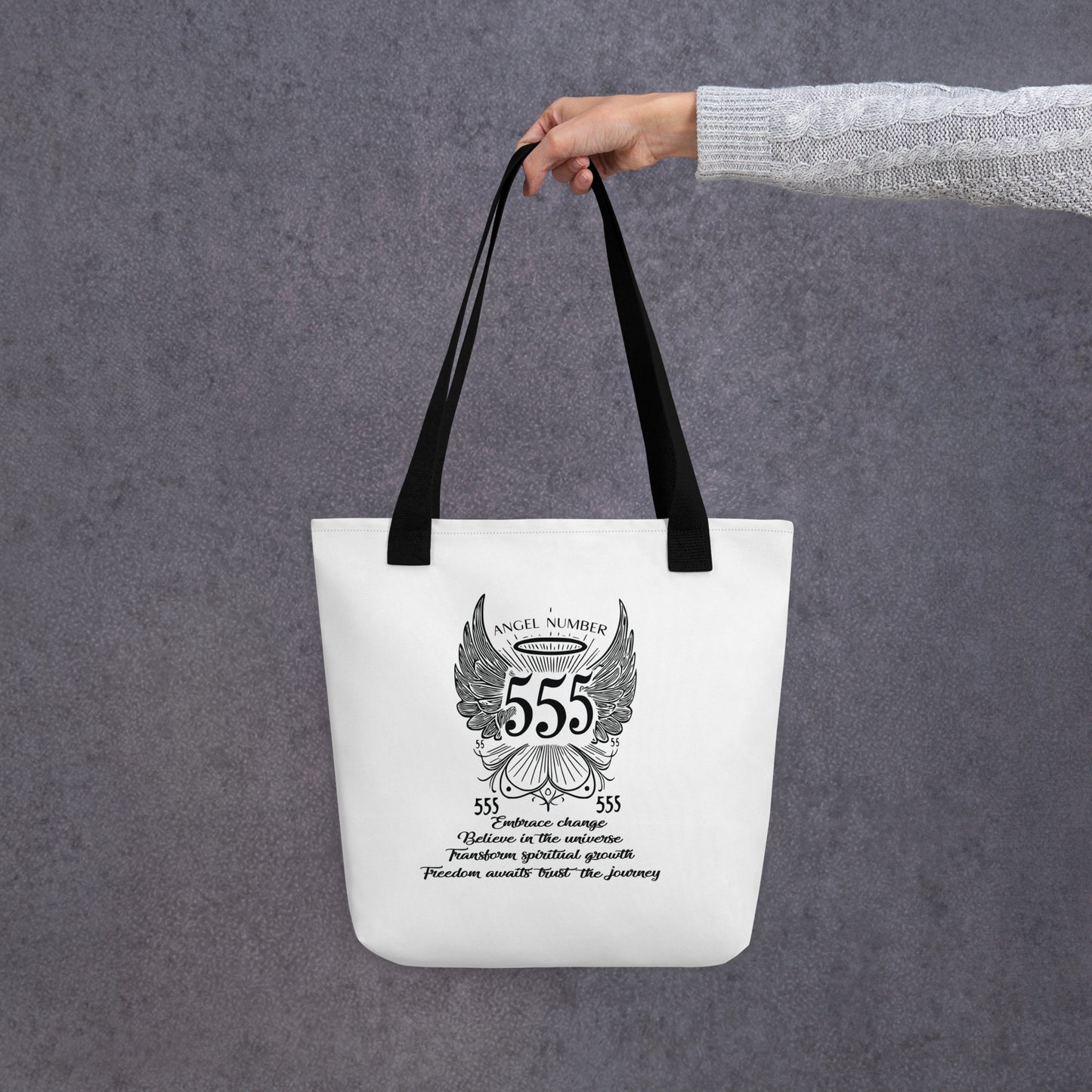 Angelic Collection/Angelic - Tote Bag/Angel Number 555 Message and Graphics