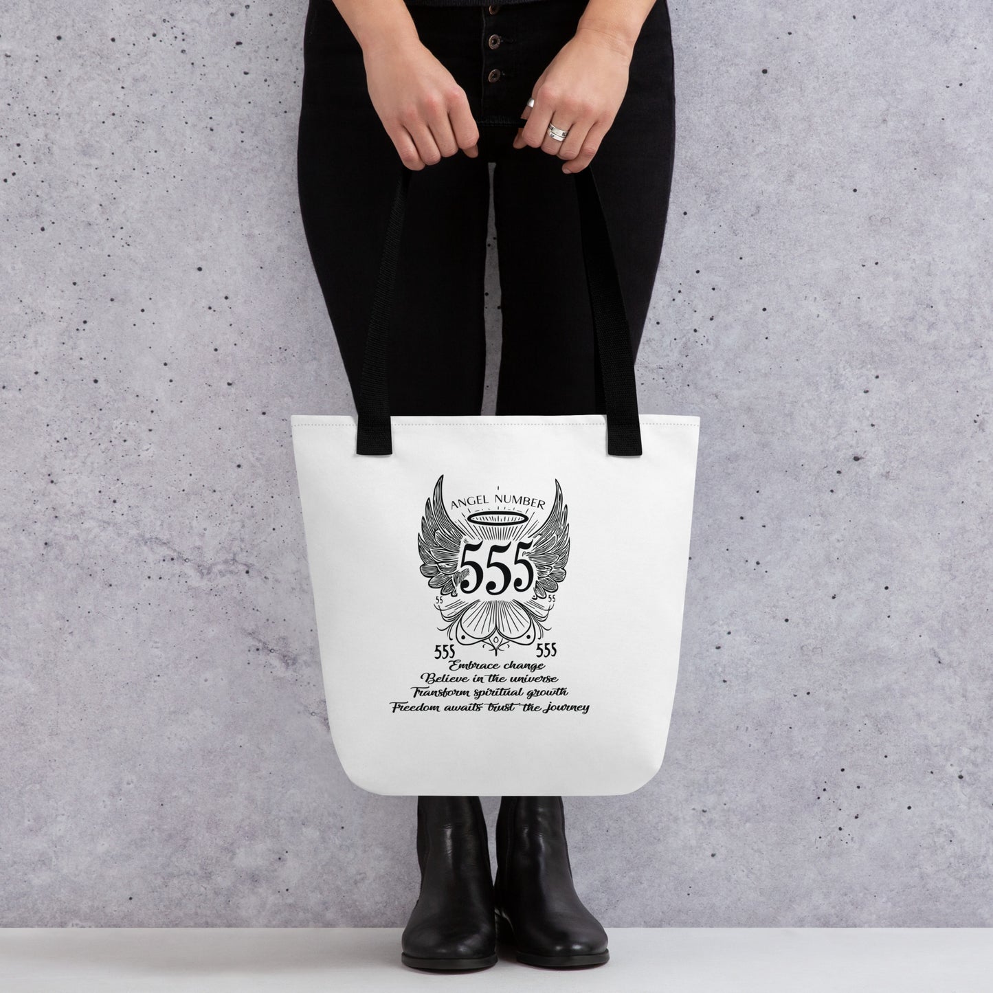 Angelic Collection/Angelic - Tote Bag/Angel Number 555 Message and Graphics