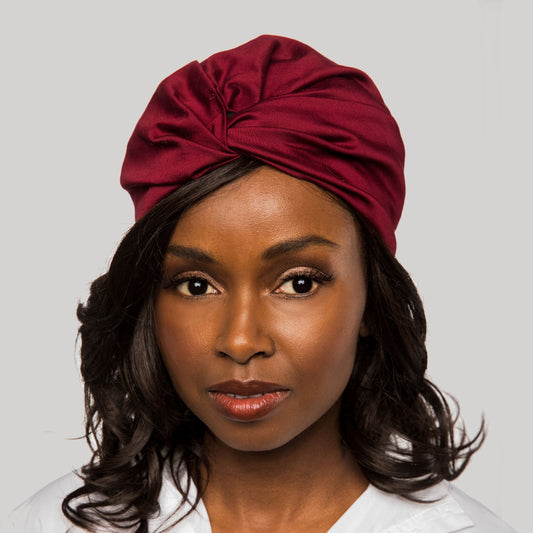Chic Crimson Satin-Lined Turban | Royale