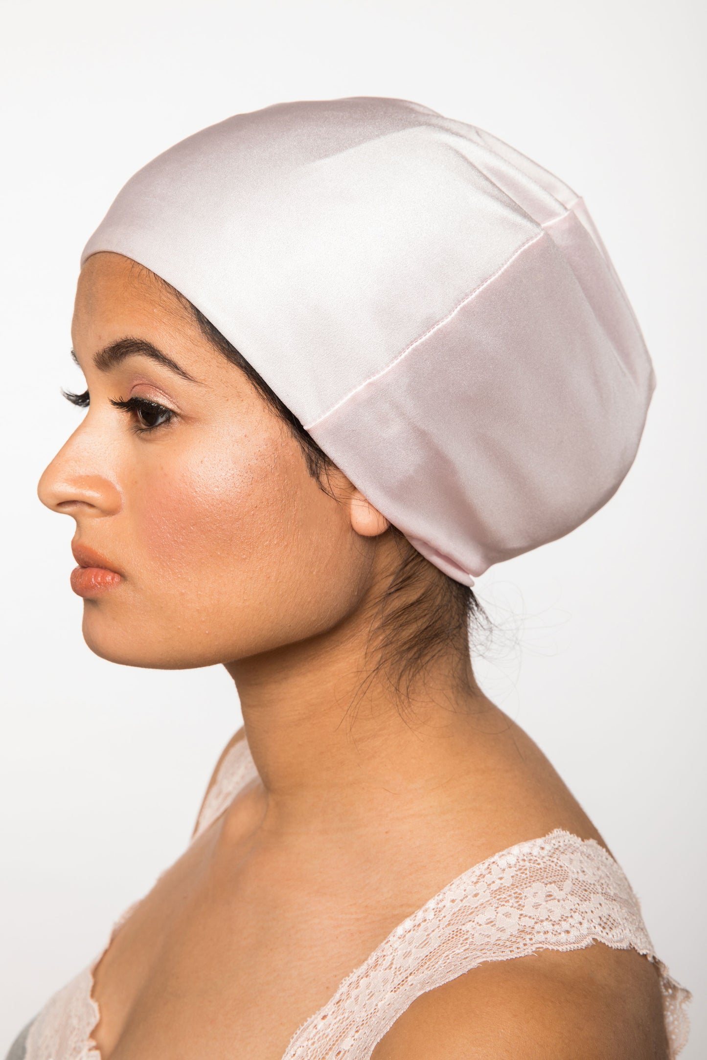 Light Pink Satin-Lined Slouch Cap | Kari