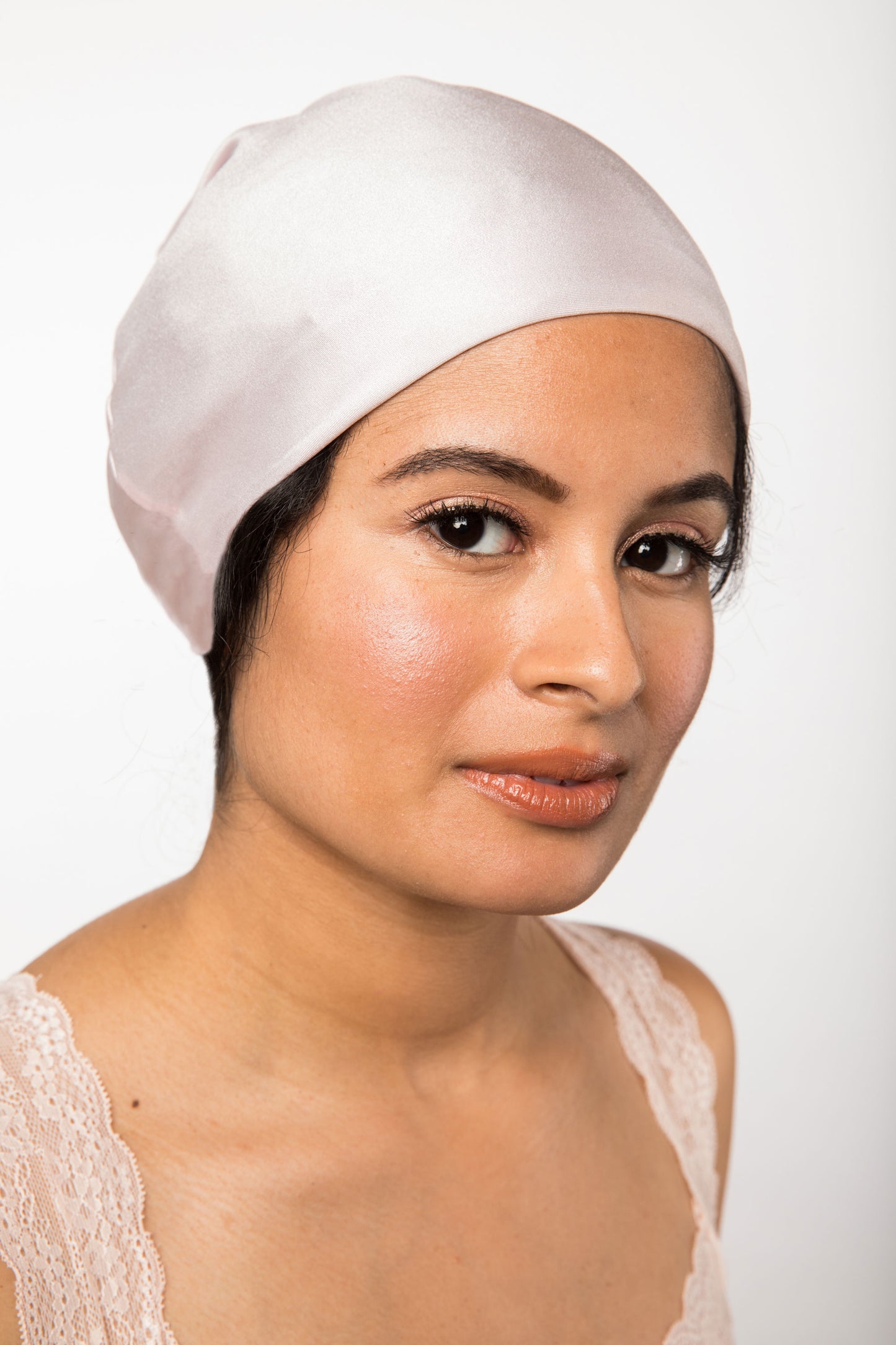 Light Pink Satin-Lined Slouch Cap | Kari