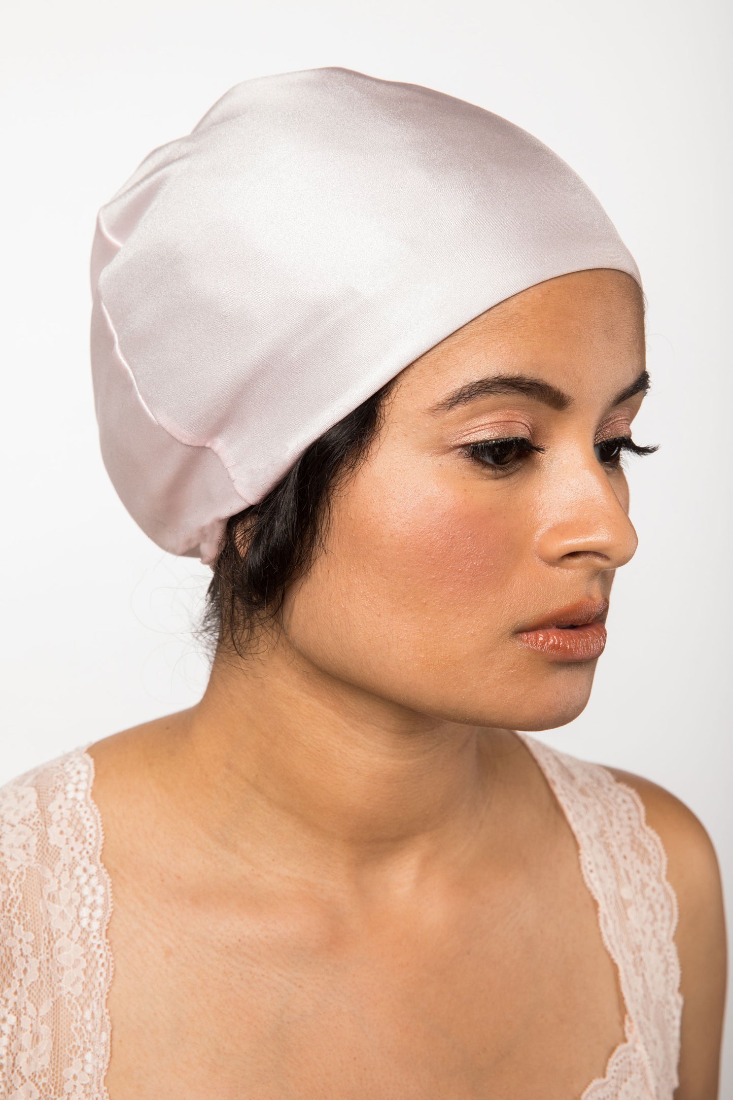 Light Pink Satin-Lined Slouch Cap | Kari