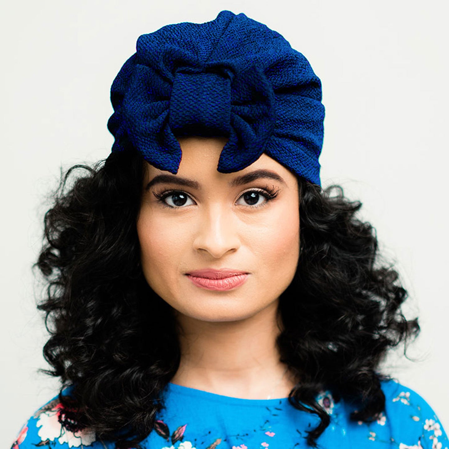 Pre-tied Turban With a Detachable Bow | Midnight Blue | Celine