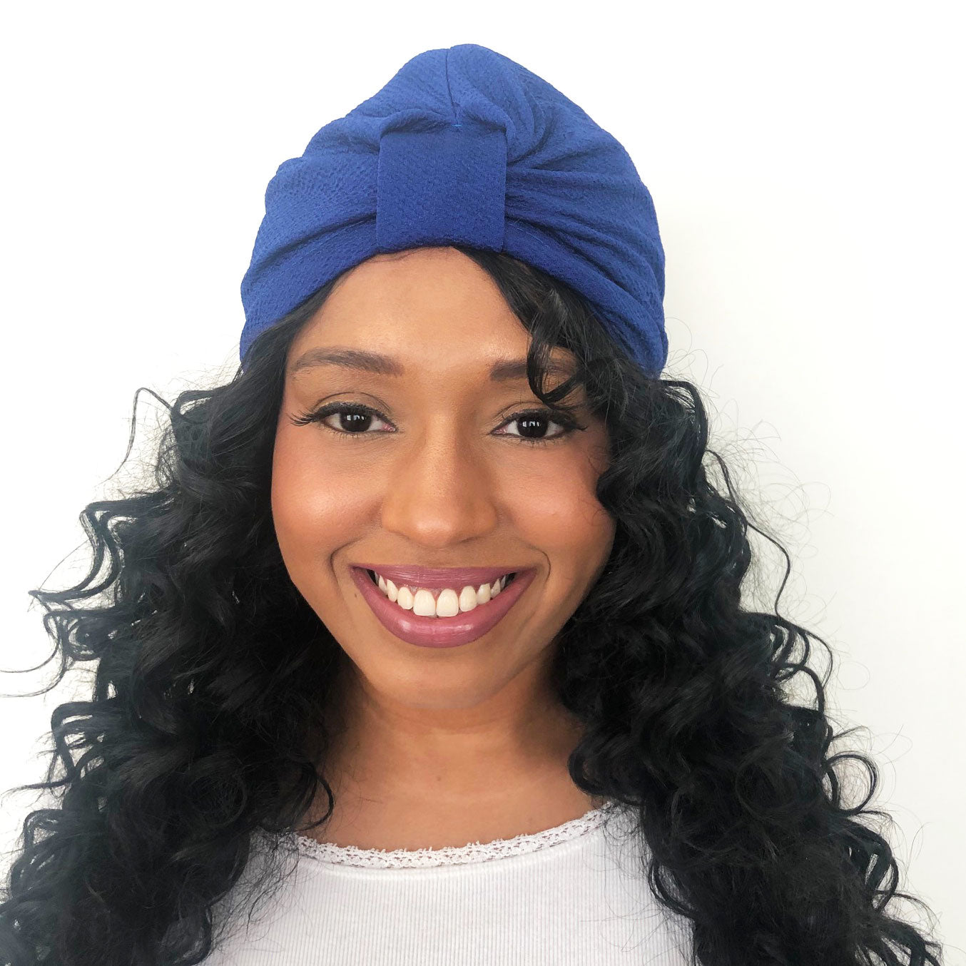 Pre-tied Turban With a Detachable Bow | Midnight Blue | Celine