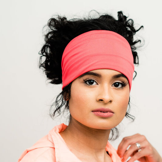 Head Band: Grace | Coral Moisture Absorbing Gym Exercise Wrap | Linda Christen Designs