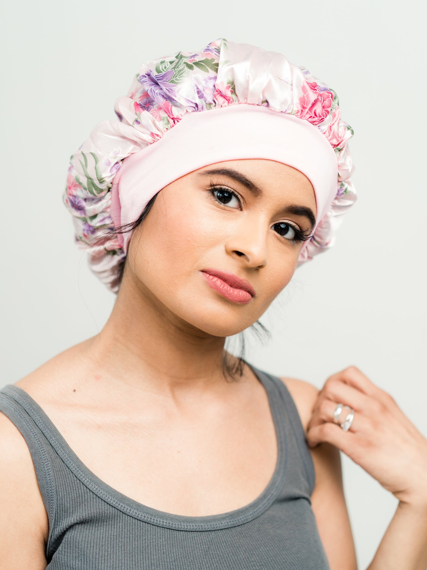 Satin-Lined Bonnet With Floral Pattern | Sophia