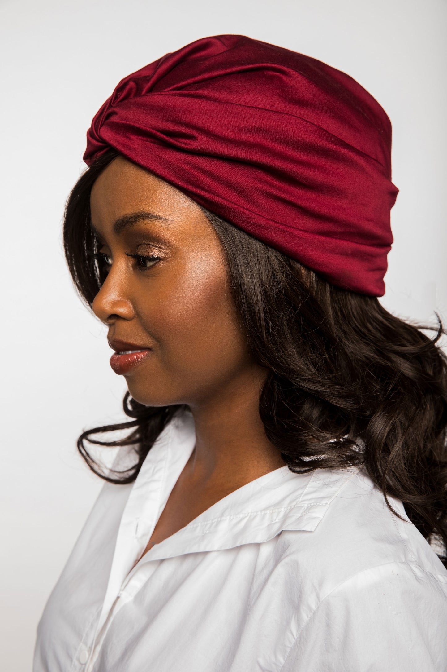 Chic Crimson Satin-Lined Turban | Royale