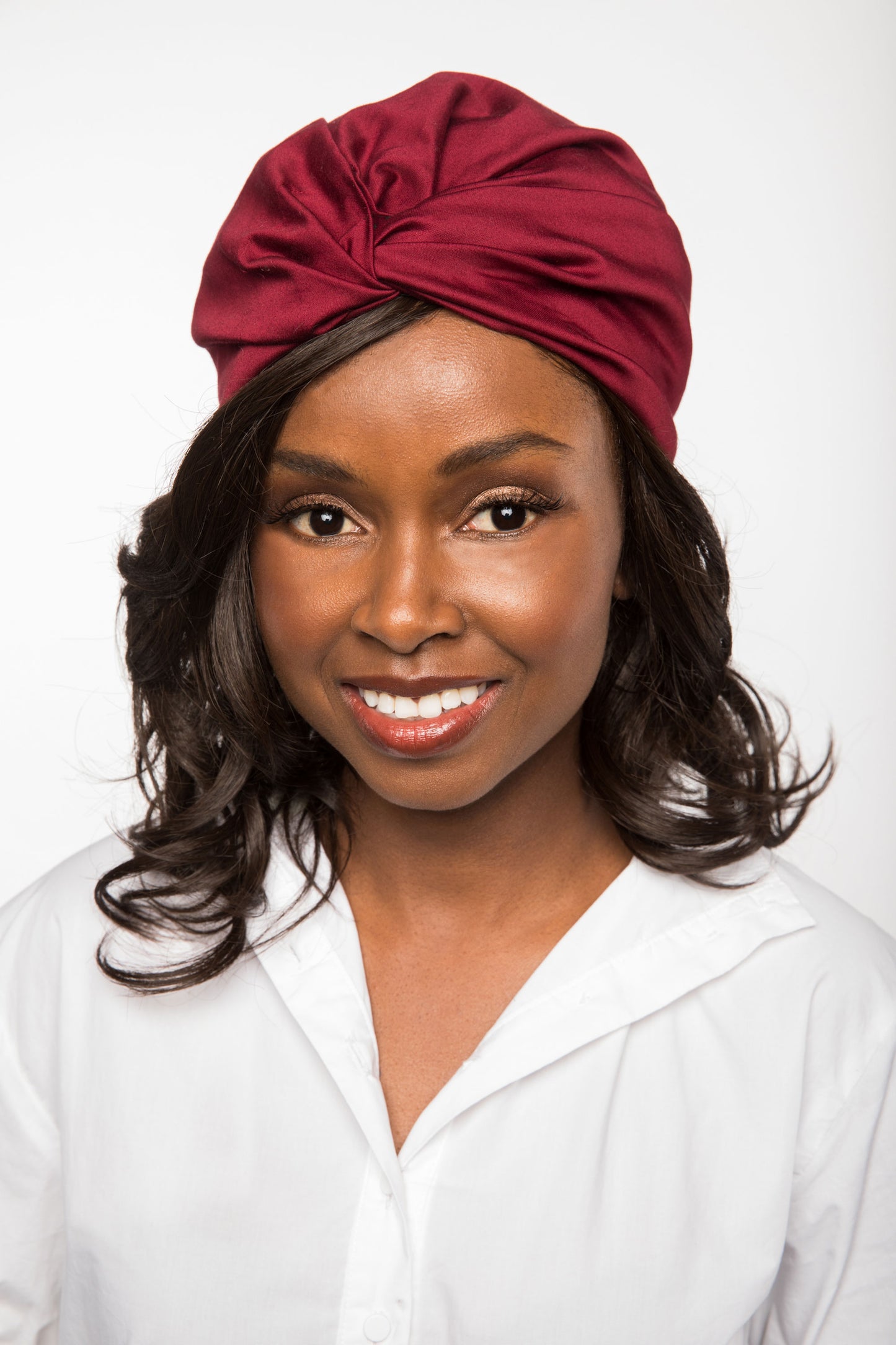 Chic Crimson Satin-Lined Turban | Royale