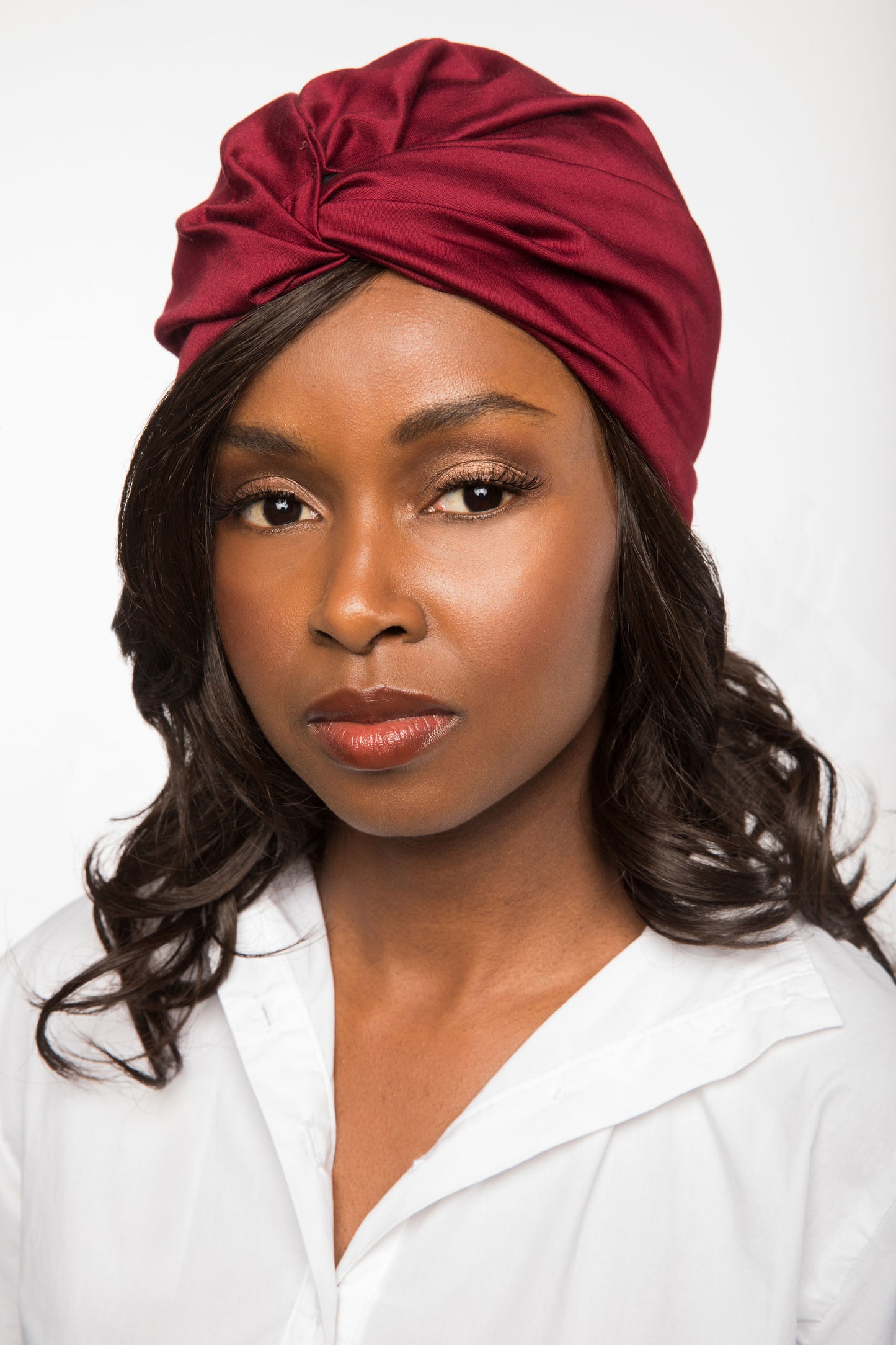 Chic Crimson Satin-Lined Turban | Royale
