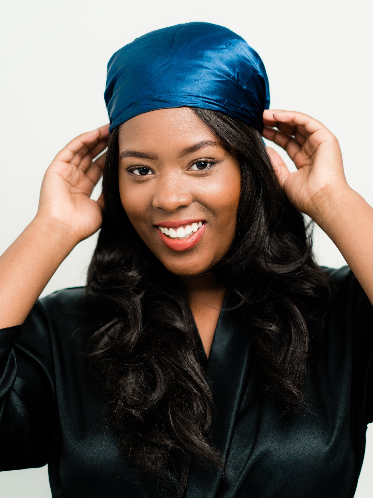 Satin Head Scarf - Blue Half Scarf | Tatie