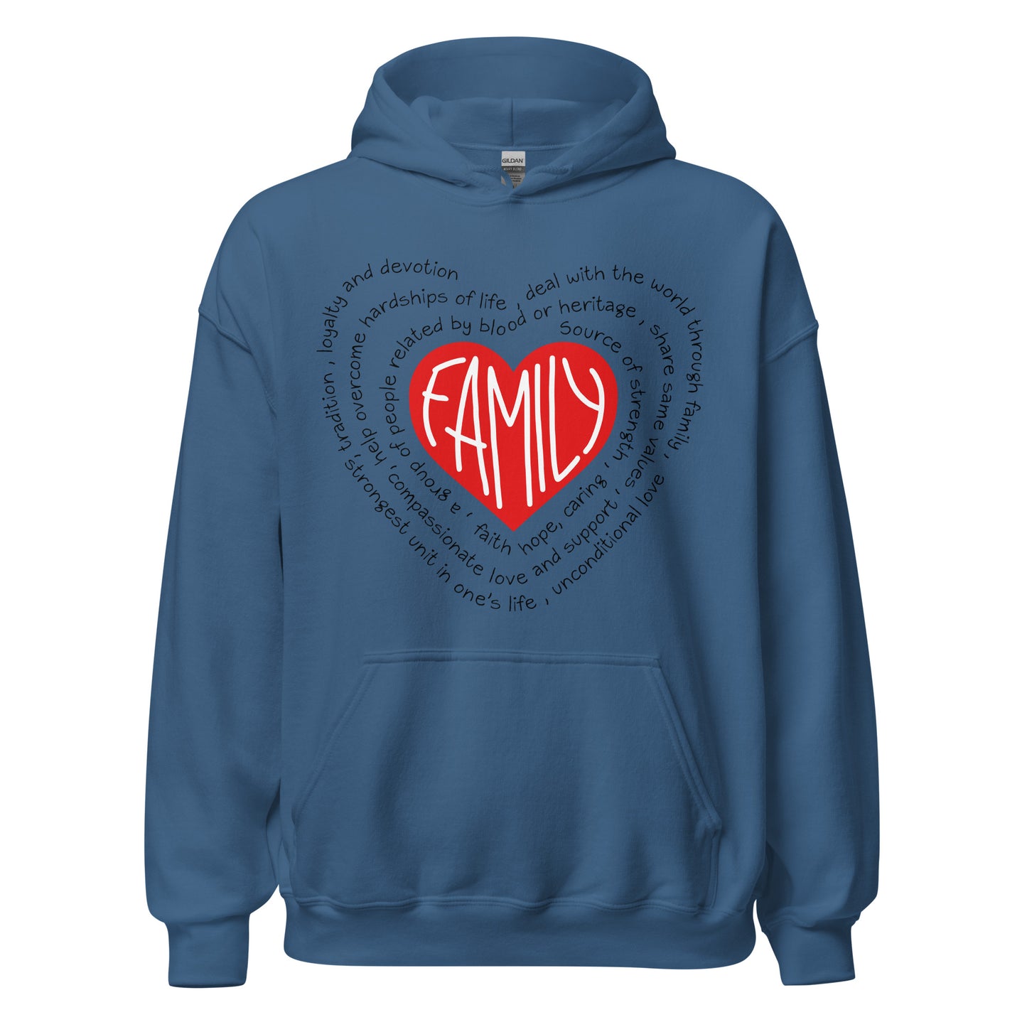 Inspire Me | Family Red Heart Black Words | Unisex Hoodie