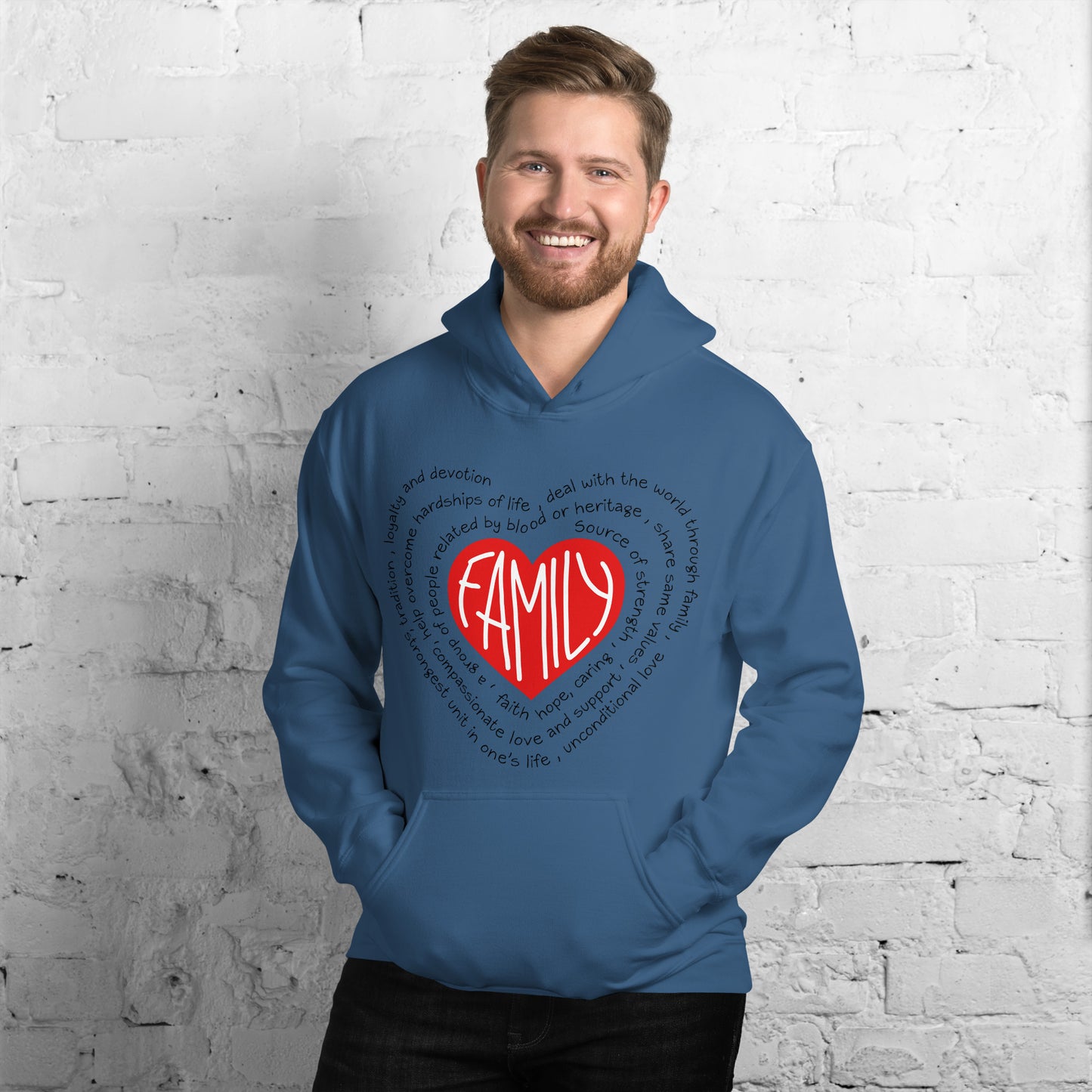 Inspire Me | Family Red Heart Black Words | Unisex Hoodie