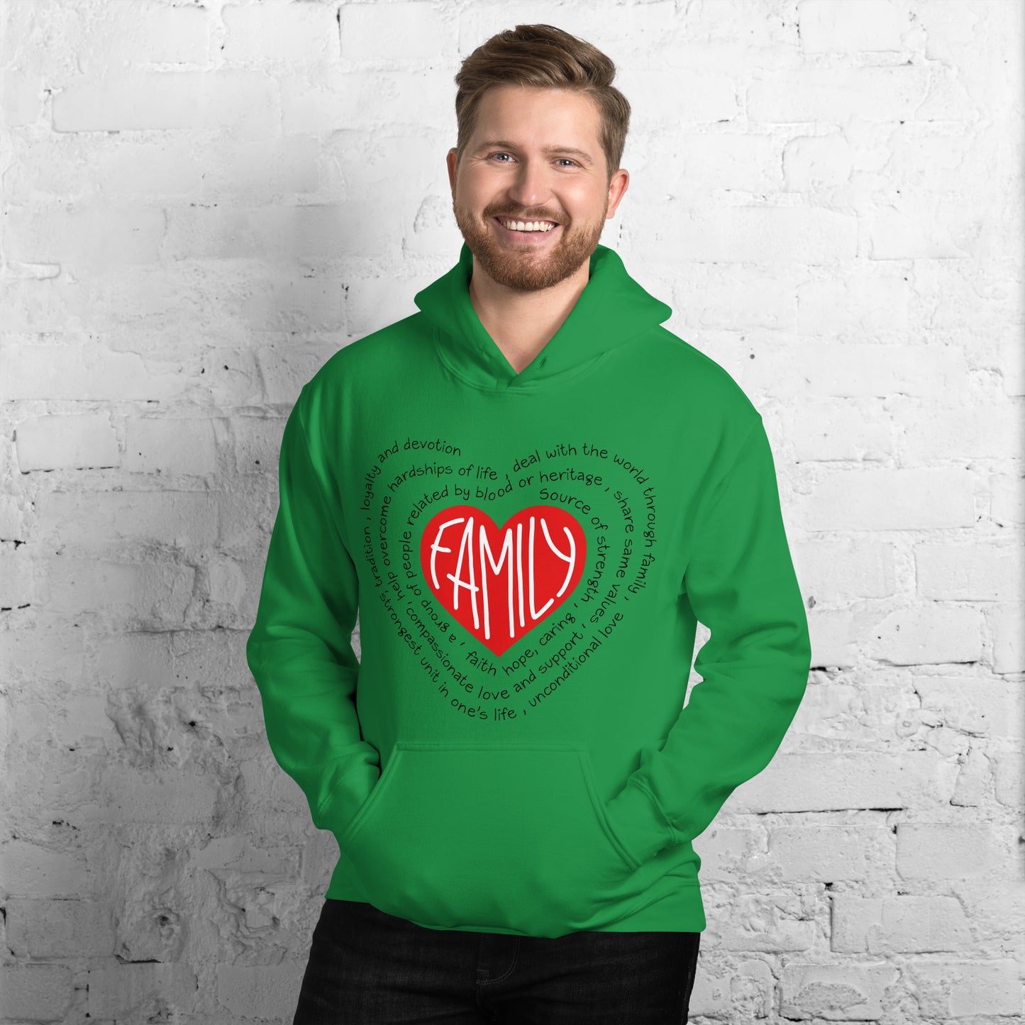 Inspire Me | Family Red Heart Black Words | Unisex Hoodie
