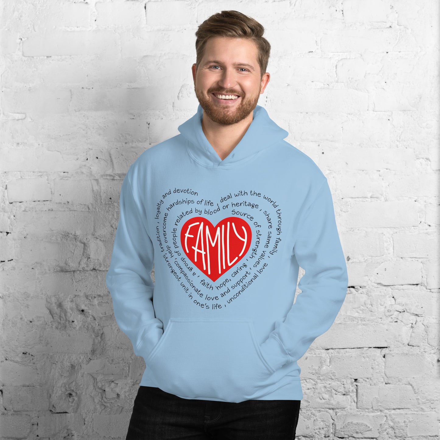 Inspire Me | Family Red Heart Black Words | Unisex Hoodie