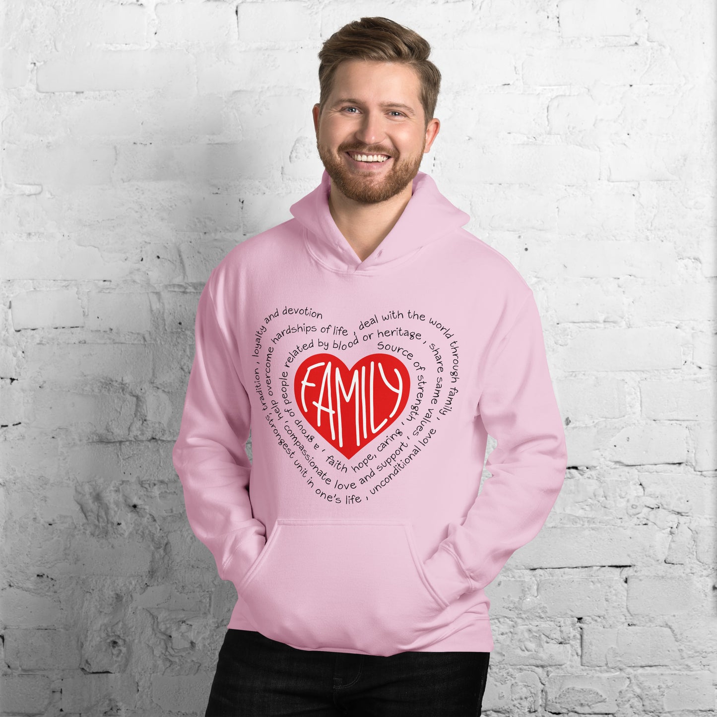 Inspire Me | Family Red Heart Black Words | Unisex Hoodie