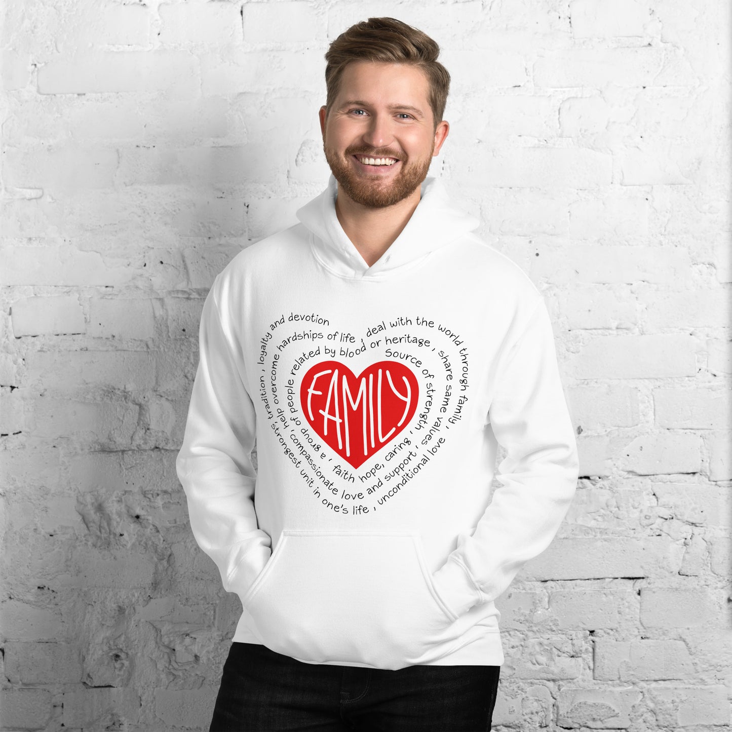 Inspire Me | Family Red Heart Black Words | Unisex Hoodie