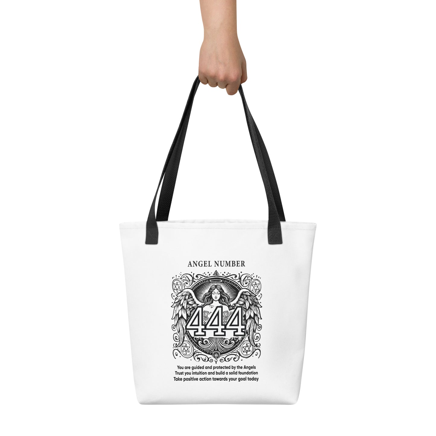 Angelic Collection/Angelic - Tote Bag/Angel Number 444 Message and Graphics