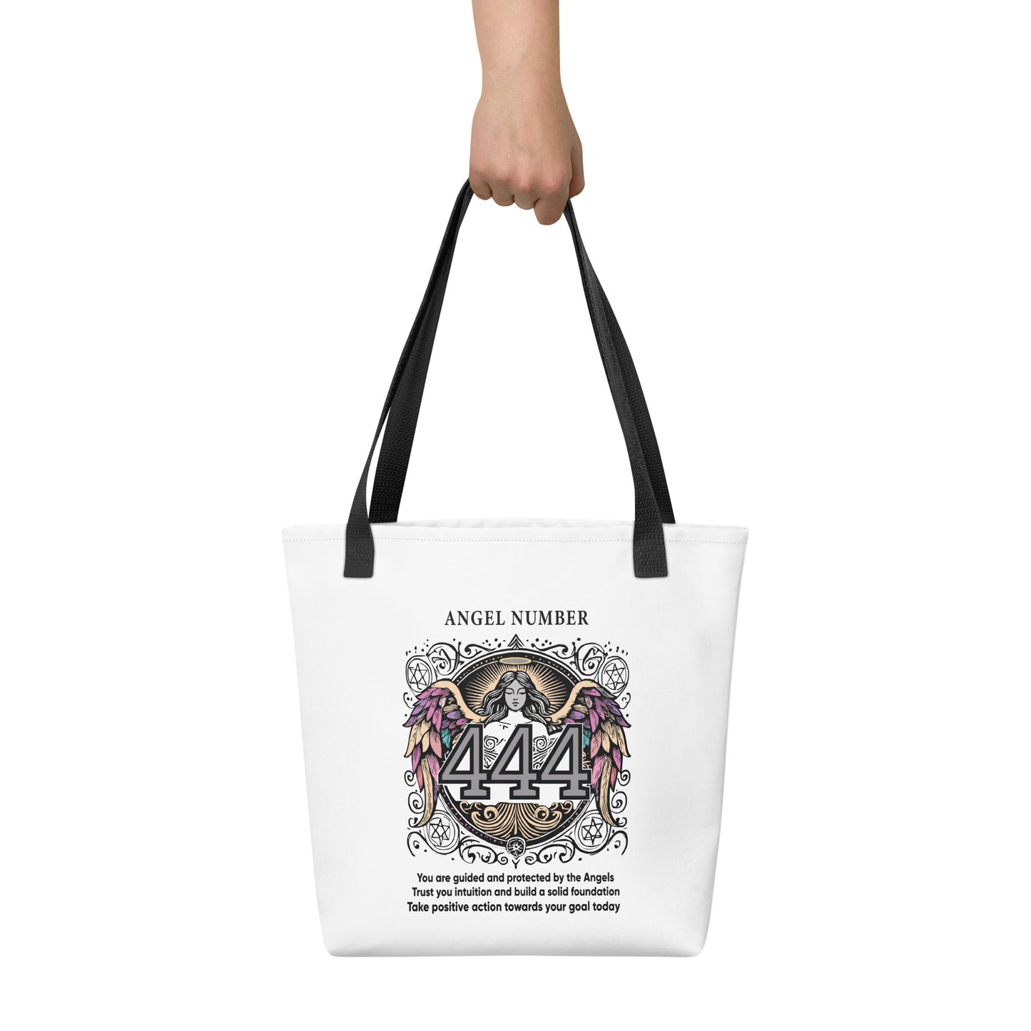 Angelic Collection/Angelic - Tote Bag/Angel Number 444 Message and Graphics