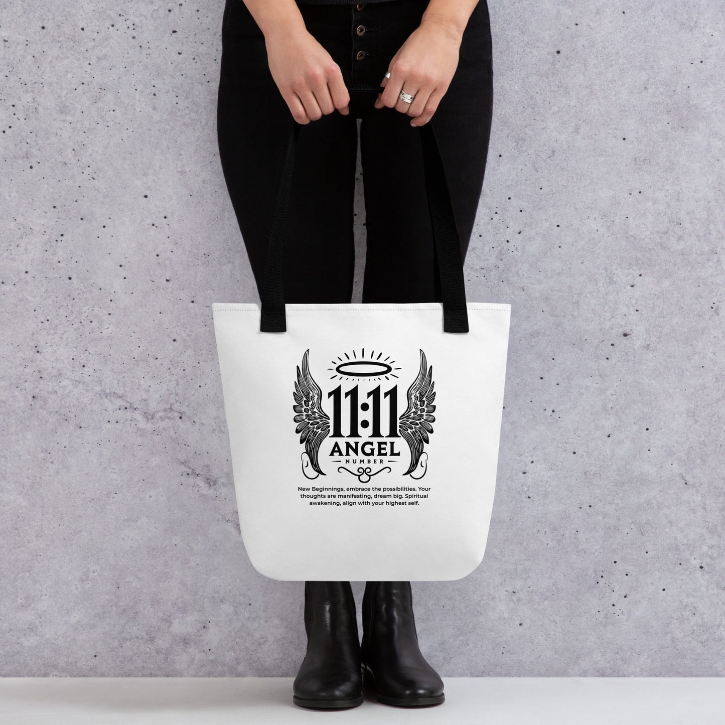 Angelic Collection/Angelic - Tote Bag/Angel Number 11:11 Message and Graphics