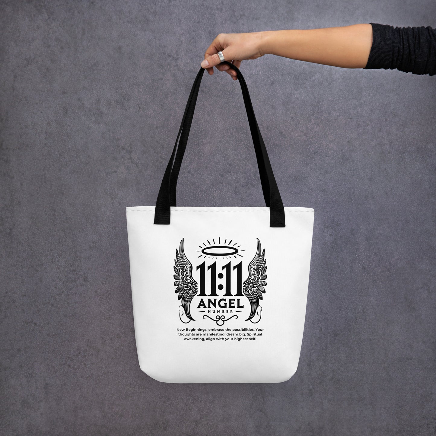 Angelic Collection/Angelic - Tote Bag/Angel Number 11:11 Message and Graphics