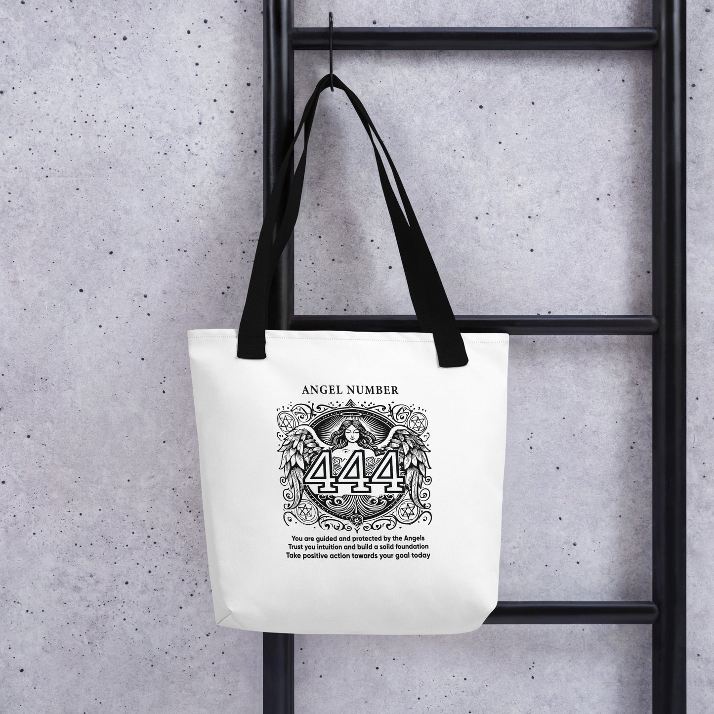 Angelic Collection/Angelic - Tote Bag/Angel Number 444 Message and Graphics