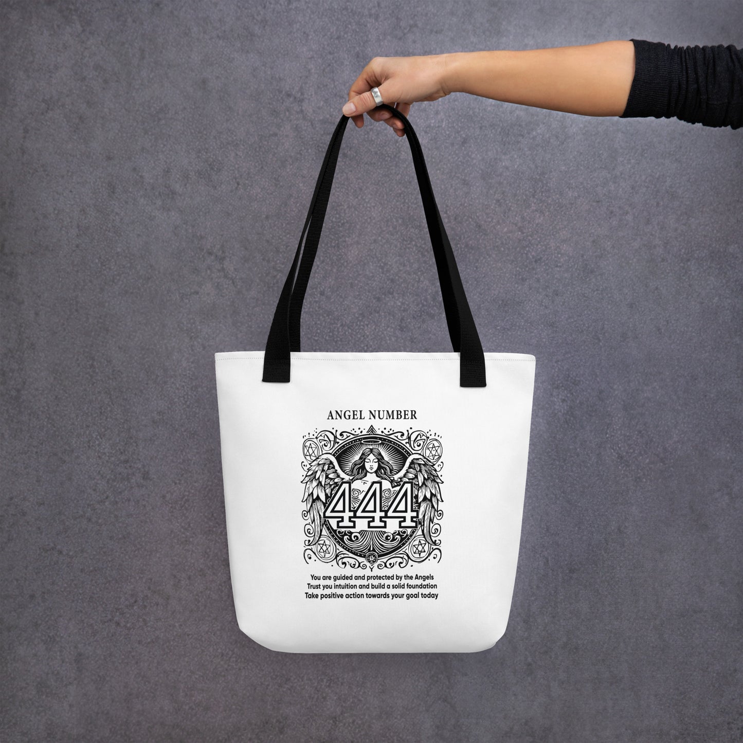 Angelic Collection/Angelic - Tote Bag/Angel Number 444 Message and Graphics