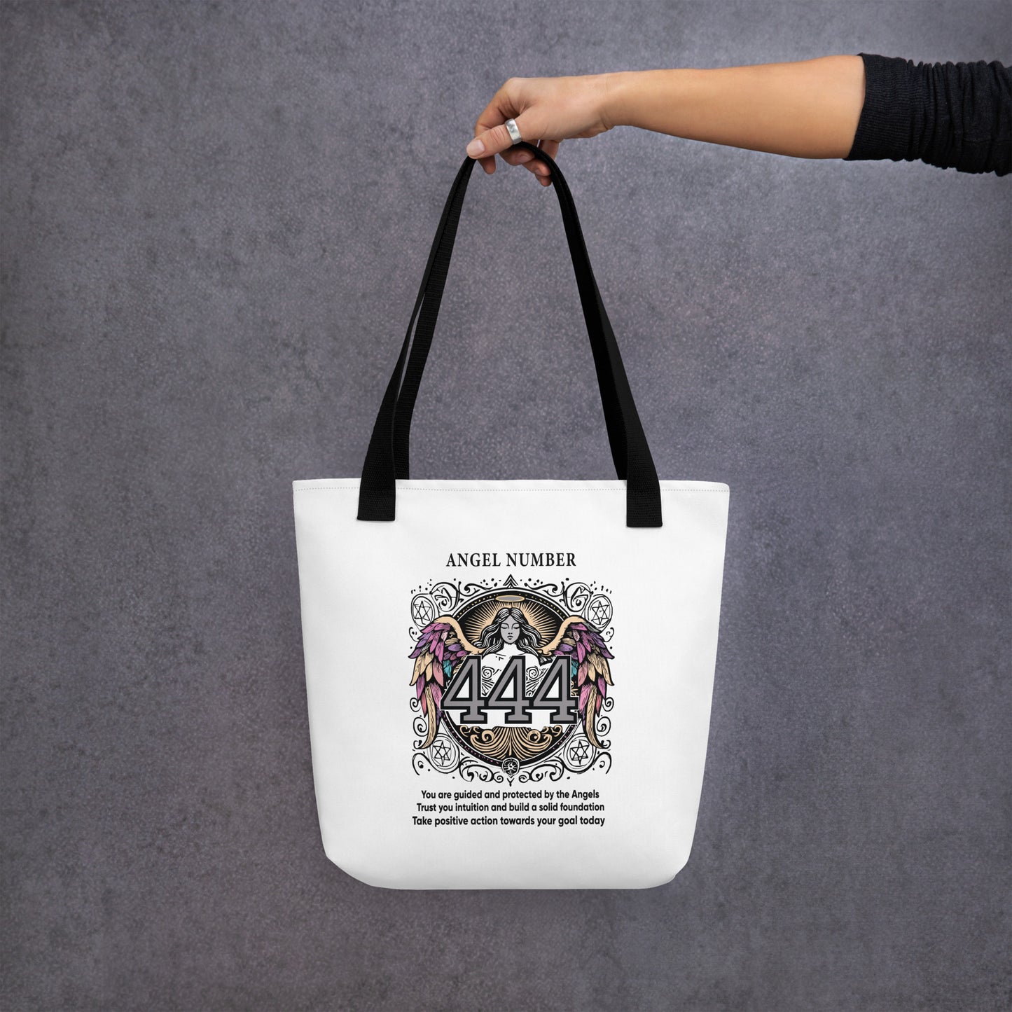 Angelic Collection/Angelic - Tote Bag/Angel Number 444 Message and Graphics