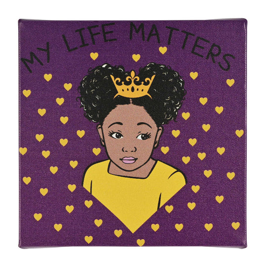 Girls Canvas Wall Art | Beautiful Me | Infinity | My Life Matters | Little Yellow Hearts