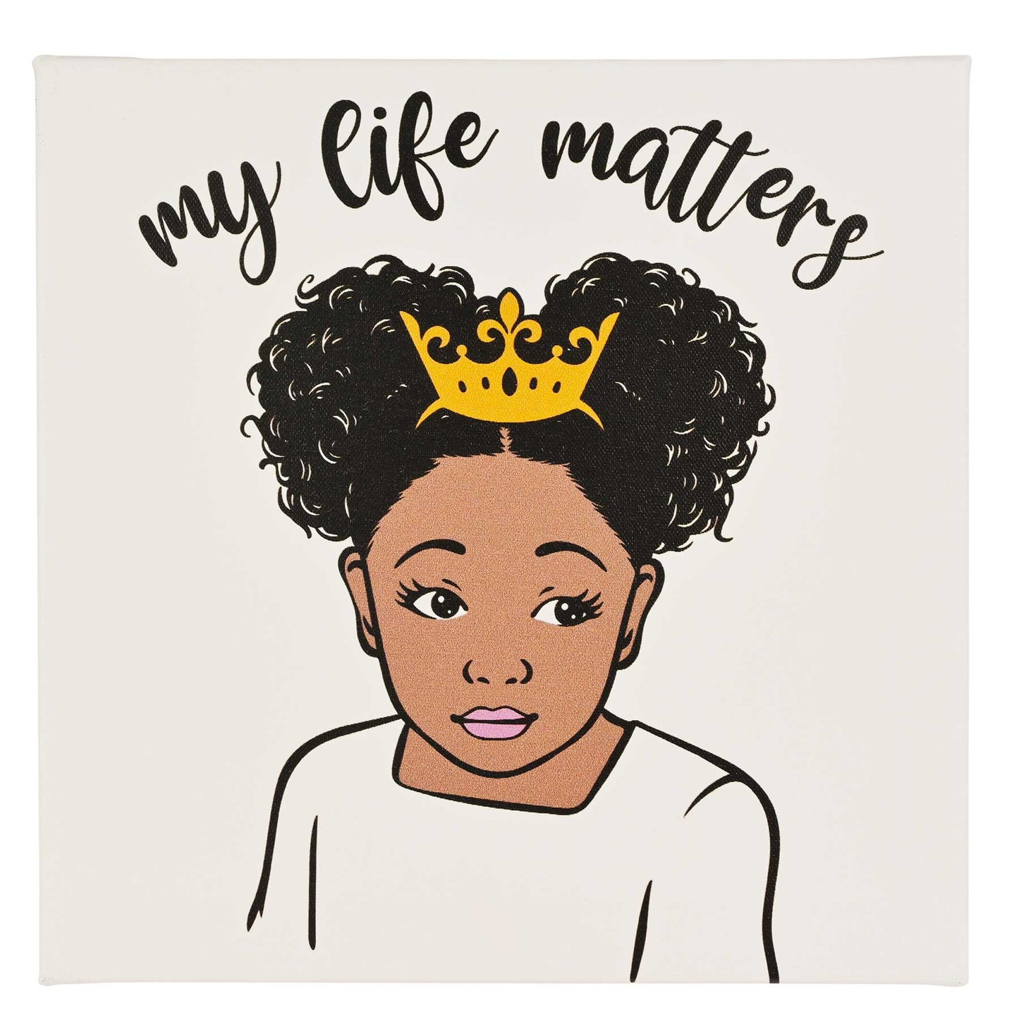 Girls Canvas Wall Art | Beautiful Me | Infinity | My Life Matters | Gold Crown