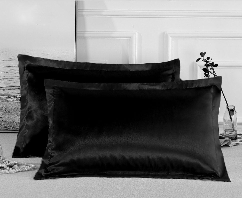 Charmeuse Satin Pillowcases | Black | One Pair