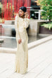 Turban Head Wrap - Satin-Lined Black Sequin Half Wrap | Bridgette