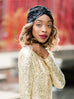 Turban Head Wrap - Satin-Lined Black Sequin Half Wrap | Bridgette