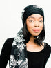 Head Scarf: Camille | Black & White Floral Sheer Head Scarf | Linda Christen Designs