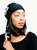 Head Scarf: Camille | Black & White Floral Sheer Head Scarf | Linda Christen Designs