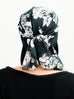 Head Scarf: Camille | Black & White Floral Sheer Head Scarf | Linda Christen Designs