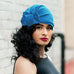 Pre-tied Turban With a Detachable Bow | Ocean Blue | Celine