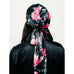 Black Satin Head Scarf with Roses | Adeline