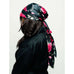 Black Satin Head Scarf with Roses | Adeline
