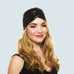 Turban Head Wrap - Satin-Lined Black Sequin Half Wrap | Bridgette