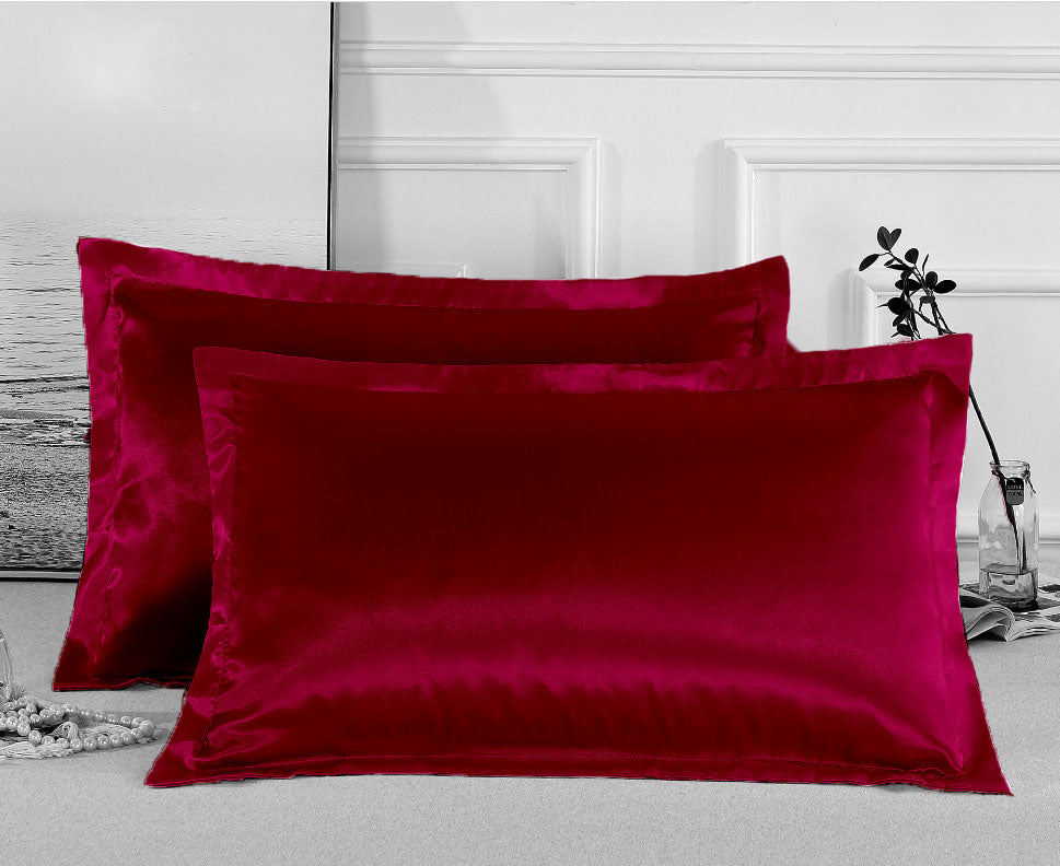 Charmeuse Satin Pillowcases | Crimson | One Pair