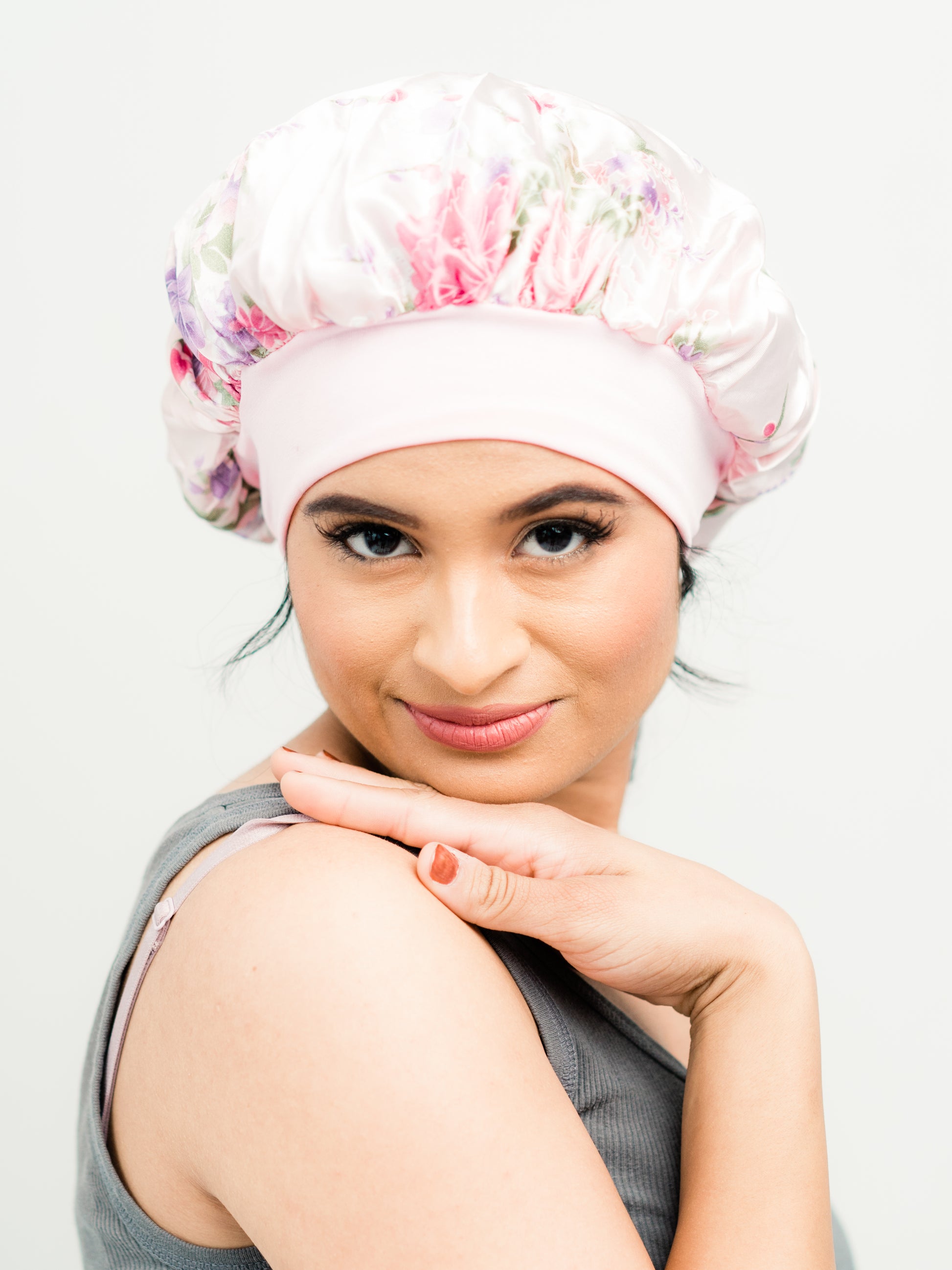 Satin-Lined Bonnet With Floral Pattern | Sophia