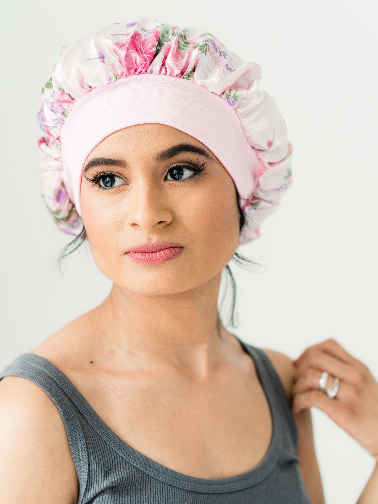 Satin-Lined Bonnet With Floral Pattern | Sophia