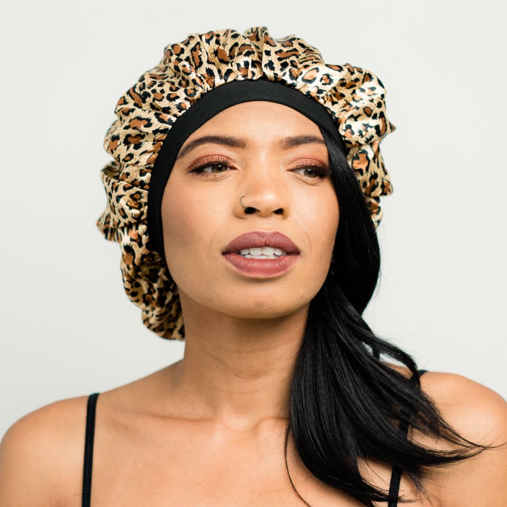 Bonnet: Susie | Leopard Print Satin Bonnet | Linda Christen Designs