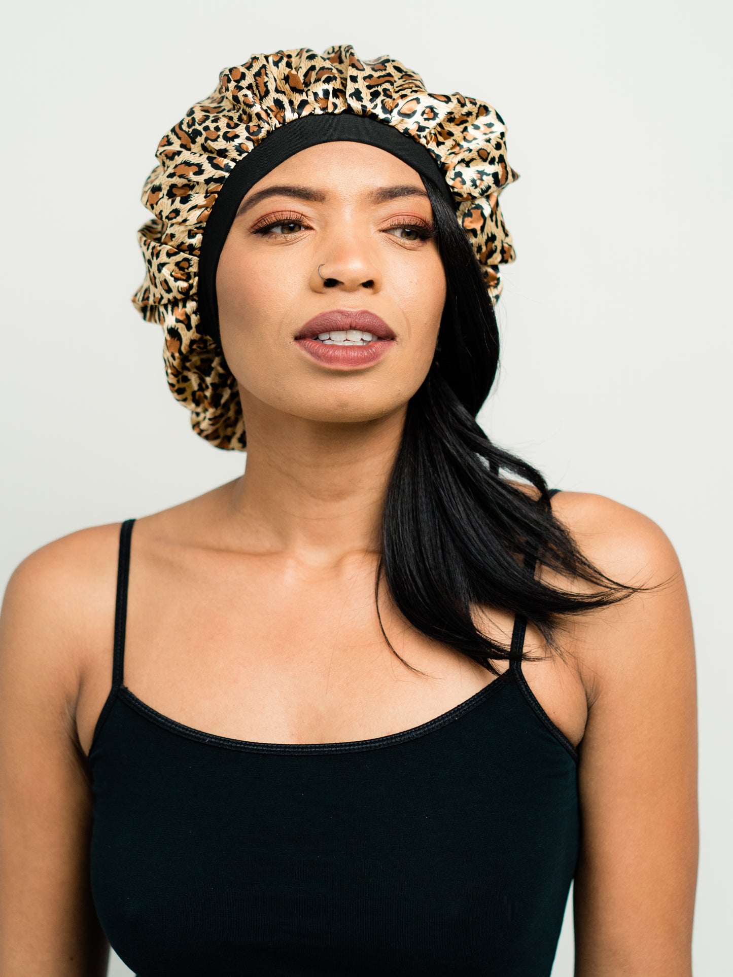 Bonnet: Susie | Leopard Print Satin Bonnet | Linda Christen Designs