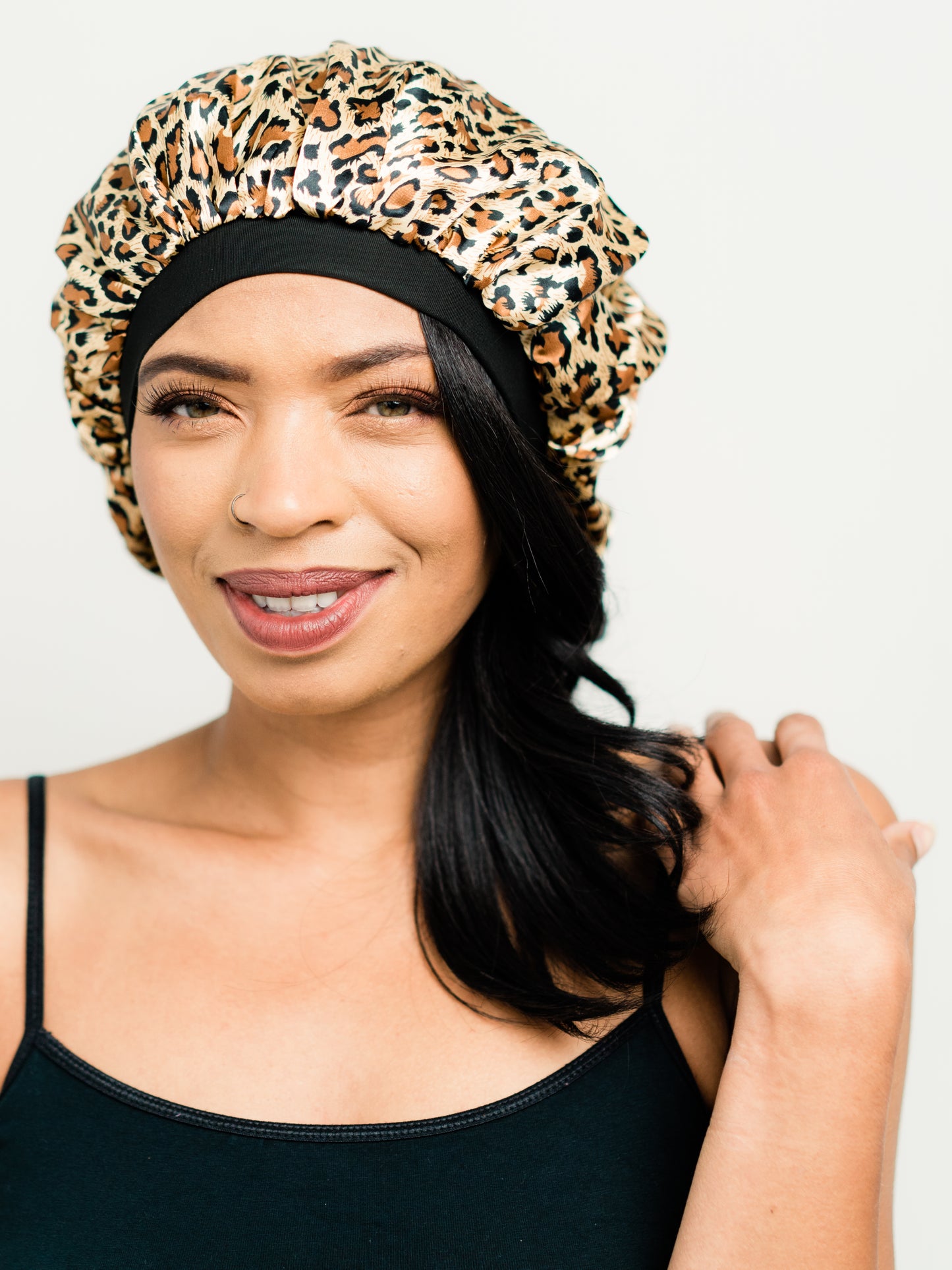 Bonnet: Susie | Leopard Print Satin Bonnet | Linda Christen Designs