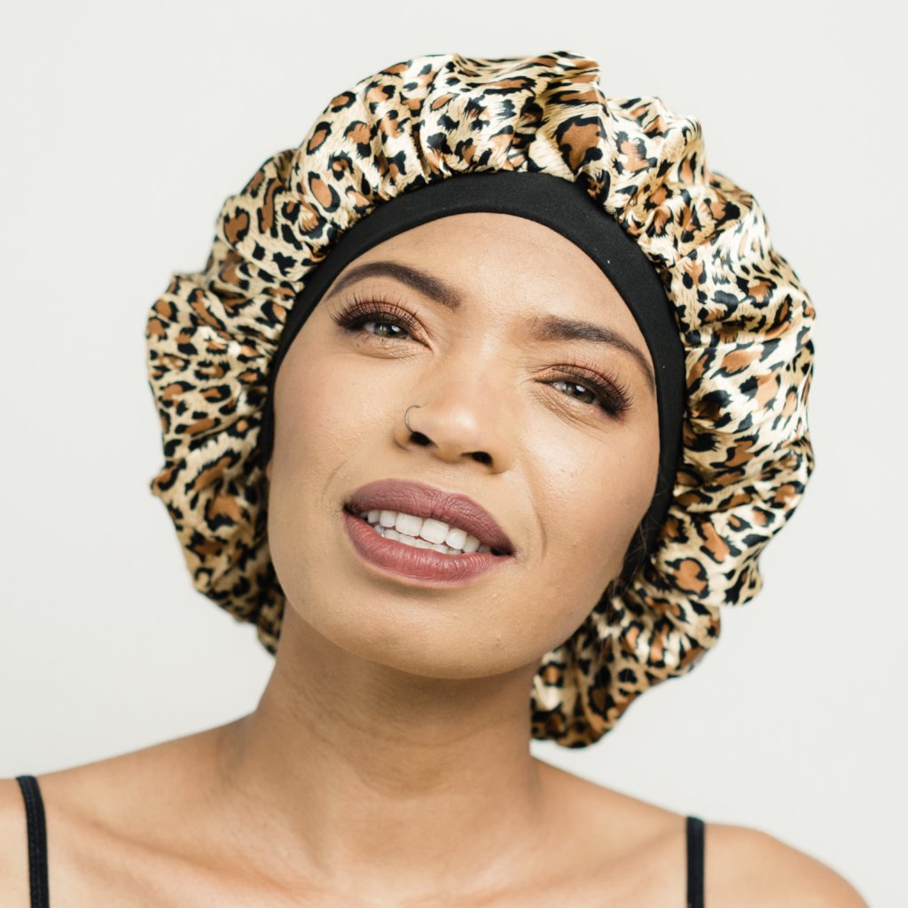 Bonnet: Susie | Leopard Print Satin Bonnet | Linda Christen Designs