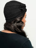 Black on Black Print Turban with Bow | Victoria